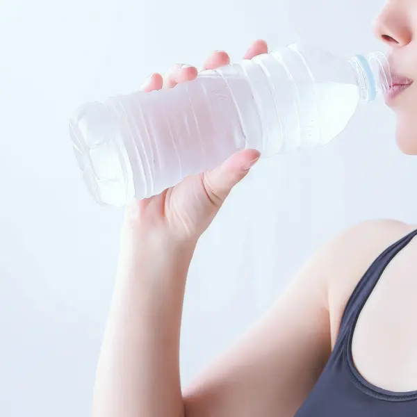 運動後に水を飲む女性