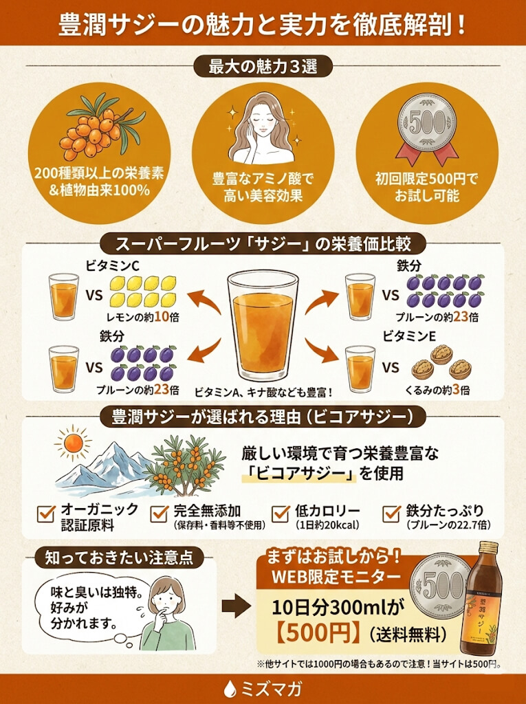 豊醇サジーの効果や成分まとめ